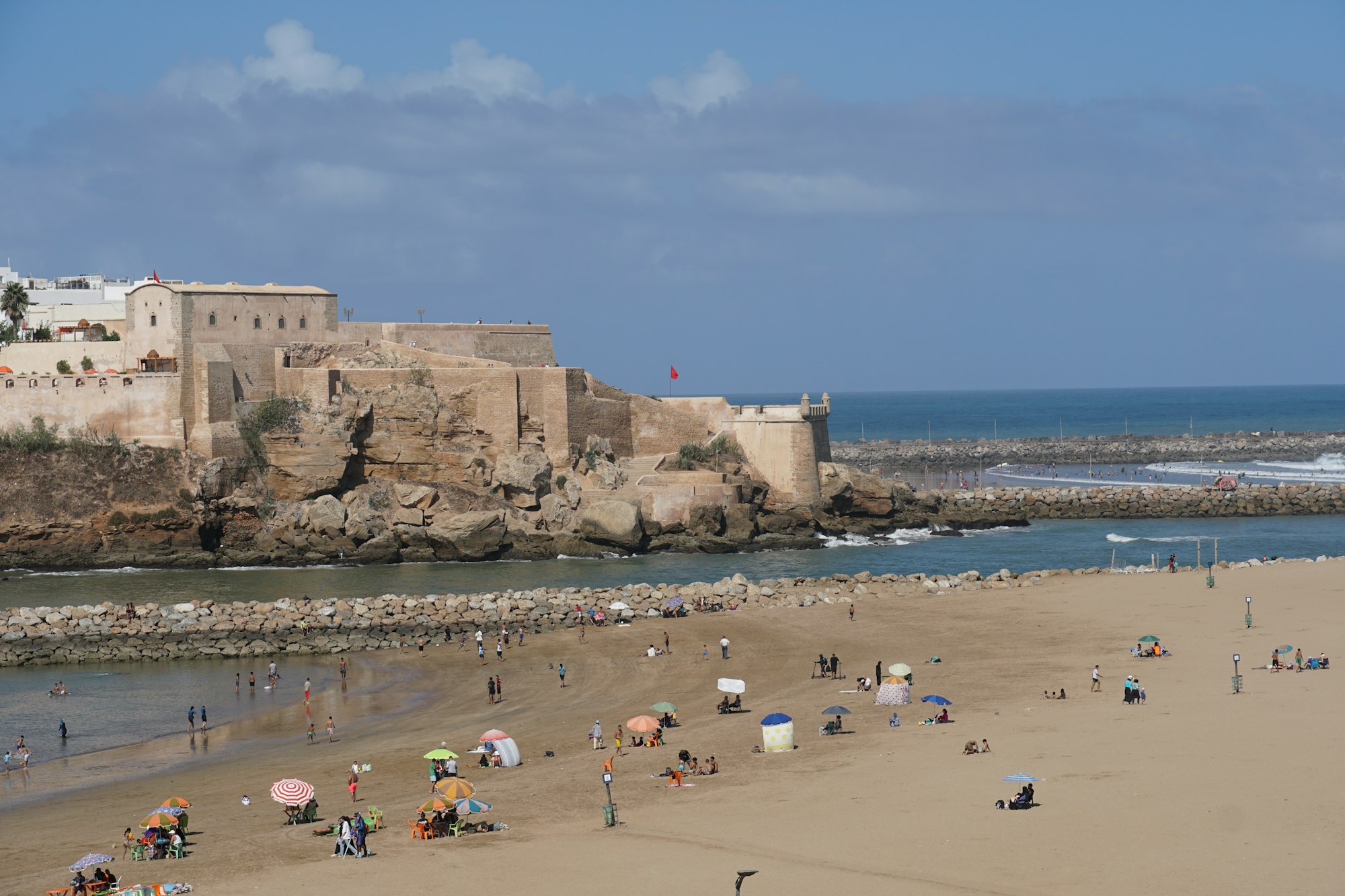 The Kasbah of the Udayas above the beach at the mouth of the Bou Regreg river, Rabat